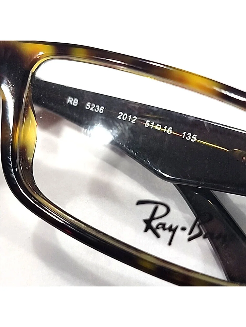Ray Ban RB5236 2012 Glossy Tortoise Rectangle Eyeglasses 51-16 135 New